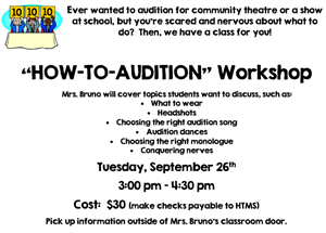How-to-Audition Workshop; Tuesday, 9/26